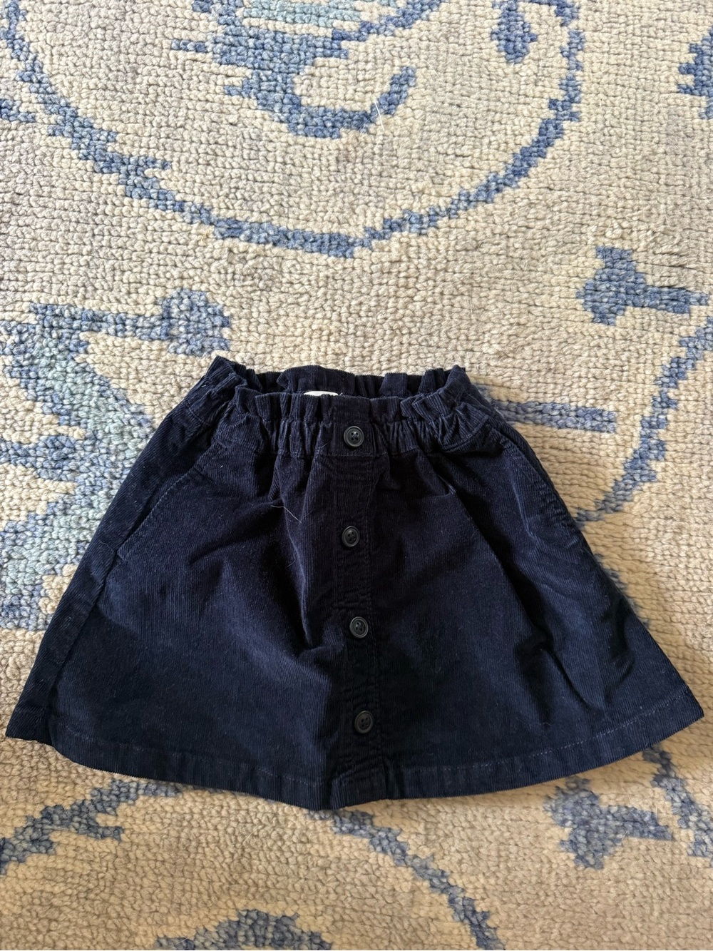 J Crew Crewcuts Navy Button-Front Corduroy Skirt